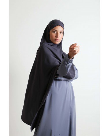 hijab soie de Médine- gris anthracite