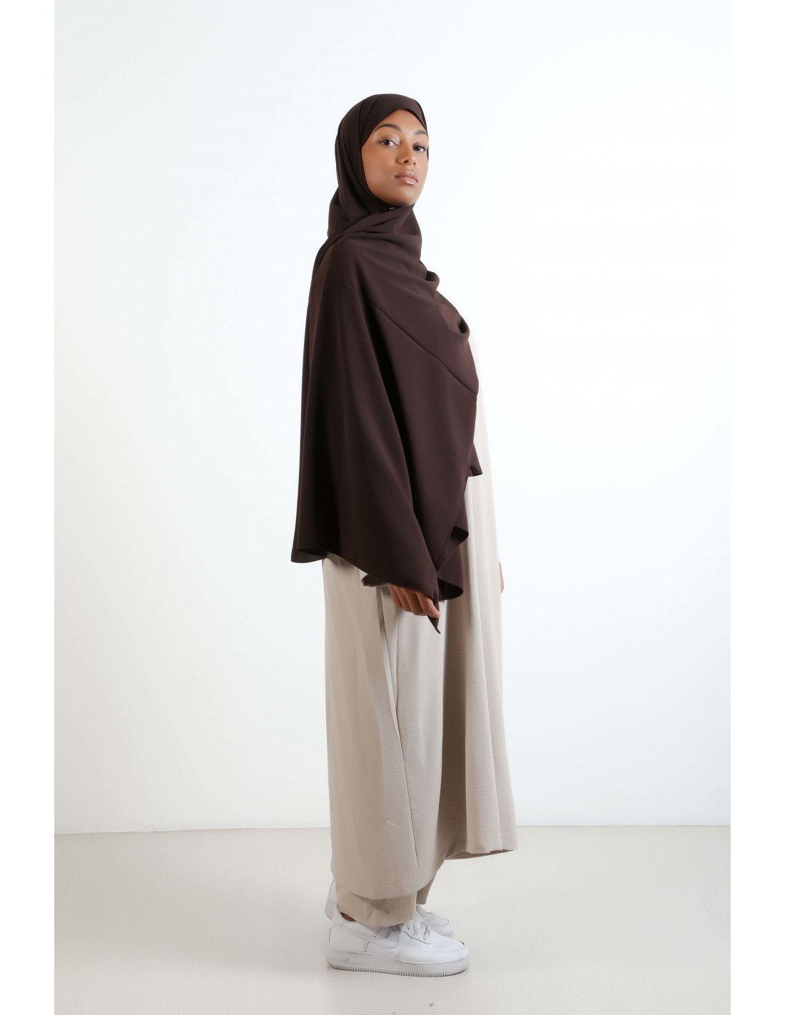 hijab soie de médine-Marron chocolat